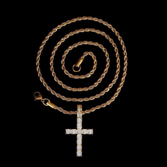 Iced Out Cross Pendant Chain - Picture 6 of 6